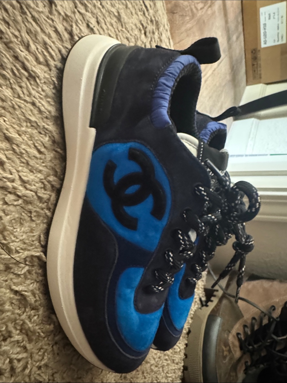 CHANEL Men's Navy and Royal Blue Suede Sneakers